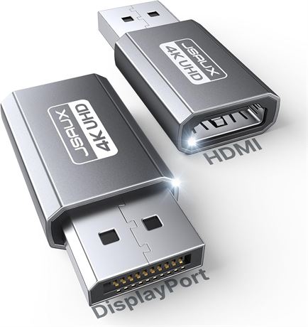 Adaptateur JSAUX DisplayPort vers HDMI 4K UHD 2K pack 2 gris PC moniteur