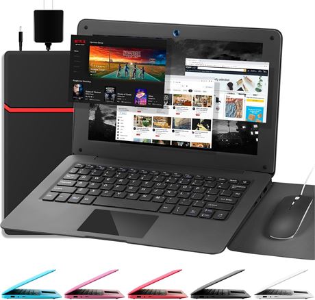 10.1-Inch Quad Core Android 12 Laptop Netbook with WiFi, Webcam, Bluetooth
