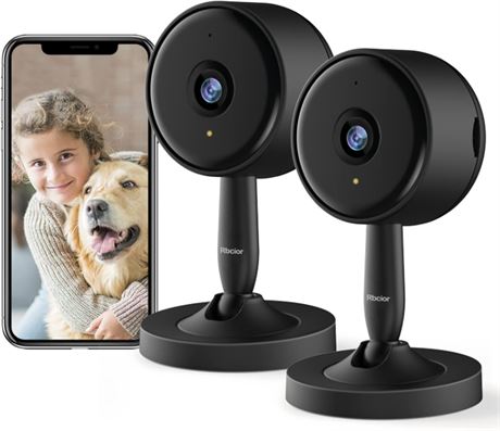 2 Caméras intérieures Rbcior 1080P, vision nuit, audio, Alexa