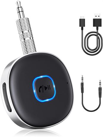 WOCBUY Bluetooth Car Adapter, 3.5mm AUX, Bluetooth 5.0, Dual Connection, 12H
