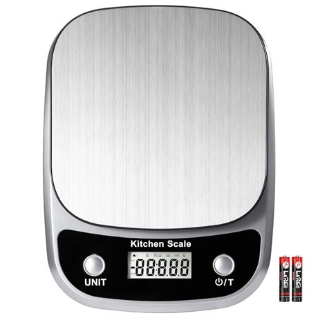 Digital Kitchen Scale 10kg/1g, Stainless Steel Platform, LCD Display