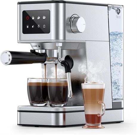 20 Bar Espresso Machine with Milk Frother, Silver