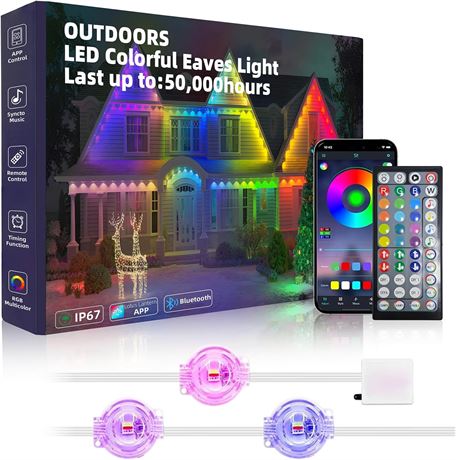 500FT Smart RGB LED Outdoor Lights, APP/Remote Control, Waterproof Holiday Décor