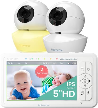 Moniteur Bébé Babysense 5", 2 Caméras, Audio, Vision Nocturne