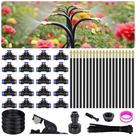 360° Adjustable Drip Irrigation System 66FT with 20 Nozzles & Hose Kit