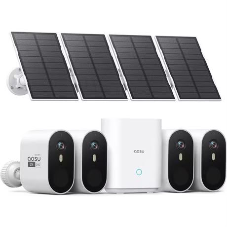 Solar Powered Security Camera Kit - 3MP, 166  View, 32GB Storage, No Monthly Fee