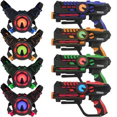 ArmoGear Laser Tag 4-Player Set with Vests – Kids & Family Battle Game