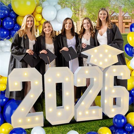 2026 Graduation Party Decor - 2.3ft Pre-Cut Marquee Numbers with Light