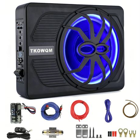 10" Underseat Car Subwoofer, 800W Built-in Amp, Remote Bass