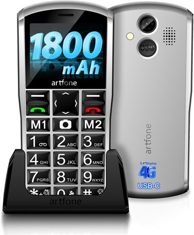 C1+4G Big Button Elderly Phone USB-C, Dock, 1801mAh, FM Radio, SIM Free