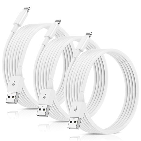QKFON Lot de 3 Câbles iPhone USB Lightning 3m Apple MFi Certifié Charge Rapide