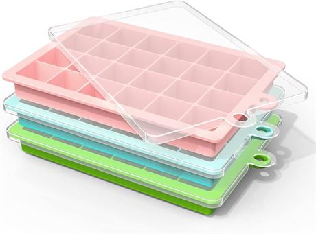 Ice Cube Trays 3 Pack, Silicone Molds, BPA-Free, Easy Release