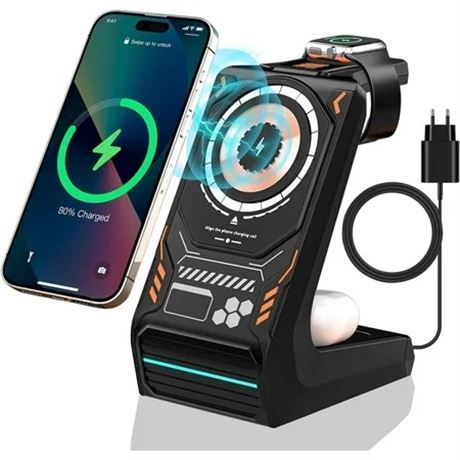 Station charge 3-en-1 iPhone Watch AirPods sans fil noire