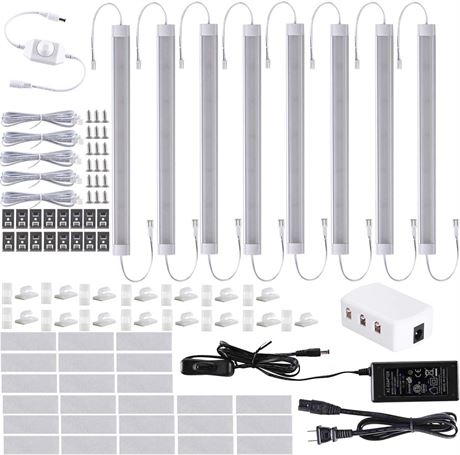 LABOREDUCER 8 Pack Under Cabinet LED Lights, Plug-in or Hardwired, 6000K
