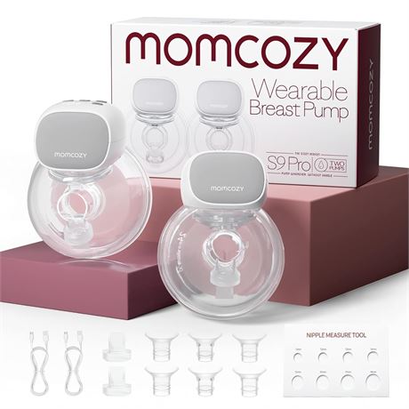 Momcozy S9 Pro Wearable Breast Pump, Hands-Free, 2 Pack, Gray, 24mm