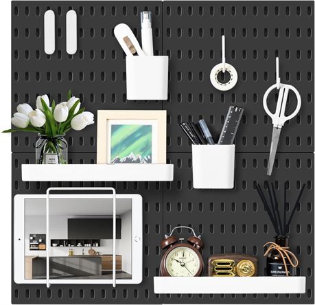 VUSIGN Pegboard Organizer Kit, Wall-Mounted, 4 Pegboards, 17 Accessories