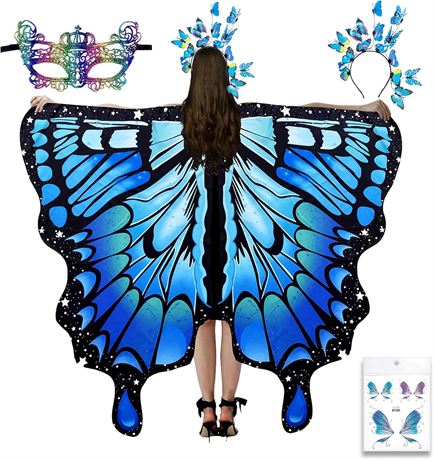 OWANVION Butterfly Wings for Women, Fairy Costume Shawl Cape for Halloween