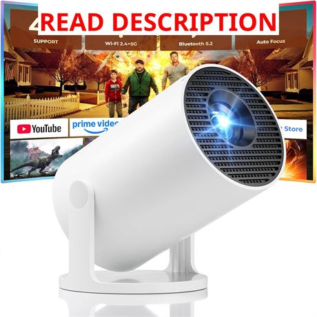 Mini Projector, Portable WiFi/Bluetooth, Built-in Apps, 4K/1080P