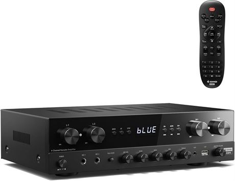 Amplificateur audio Donner 1000W Bluetooth 5.0 4 canaux USB FM karaoké maison