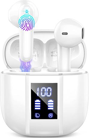 Wireless Earbuds Bluetooth 5.3, ENC Mic, HiFi Stereo In-Ear Headphones