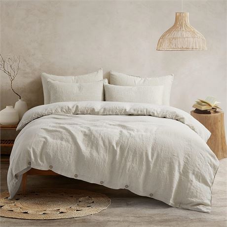 ATLINIA Parure 100% lin   bio fran ais lav  pierre   1 housse + 2 taies