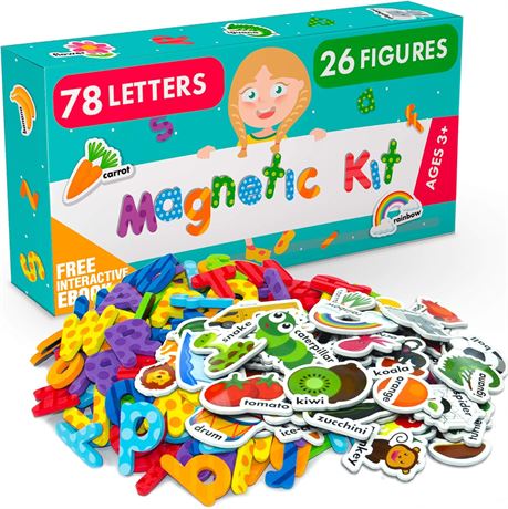 Magnetic Foam Alphabet Letters for Toddlers, Educational Toy with Animals