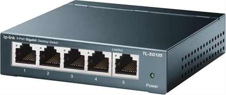 TP-Link TL-SG105 5-Port Gigabit Ethernet Switch, Plug and Play, Black