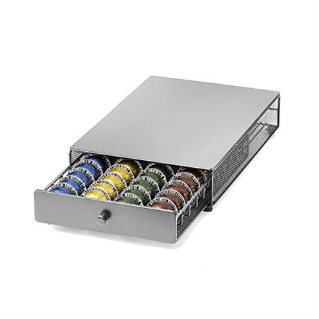 Starfrit Coffee Pod Capsule Drawer Holds 40 Nespresso Vertuoline Pods - Silver