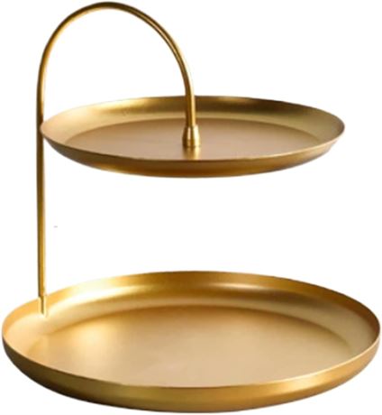 Plateau rond 2 niveaux IULAVP doré rangement bijoux maquillage