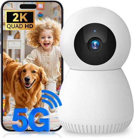 Indoor 2K Security Camera, 5G/2.4G WiFi Baby & Pet Monitor with Night Vision
