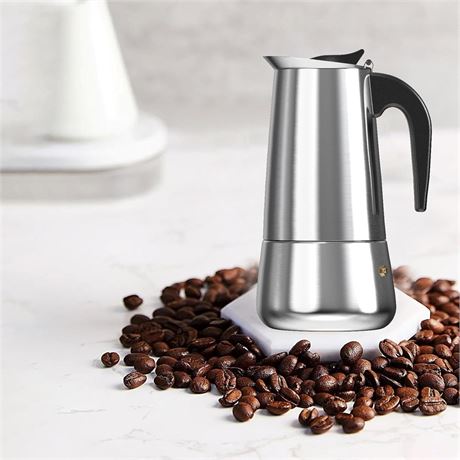 Moonlit Stovetop Espresso Maker, 9 Cups, Stainless Steel