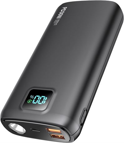 Chargeur portable 40000mAh PD 30W QC 4.0, lampe LED,  cran, 2 USB, USB-C