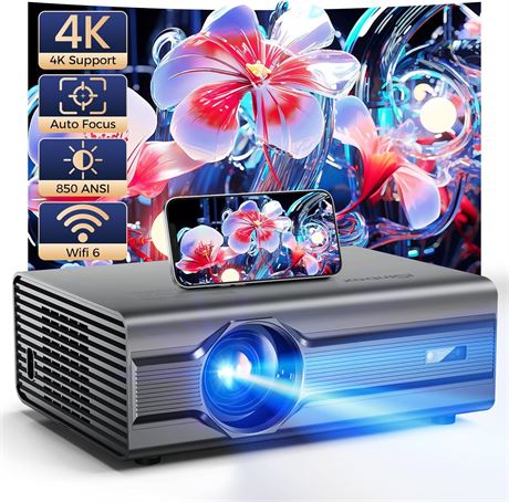 iSinbox Projecteur 850ANSI Natif 1080p, WiFi6 Bluetooth5.2, Zoom 50 % Keystone