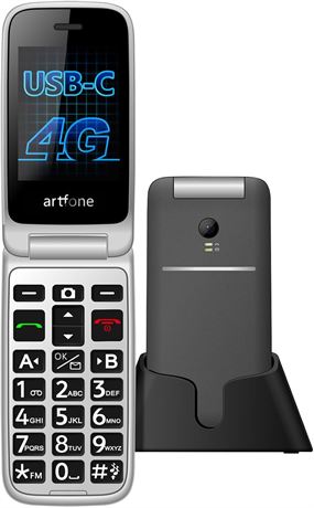 artfone G3 4G Flip Phone Unlocked for Seniors, 2.4" LCD, SOS, Big Buttons