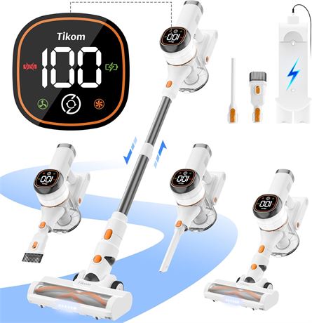 Tikom V500 Cordless Vacuum Cleaner 40000Pa/450W, LED Screen, Wall Dock