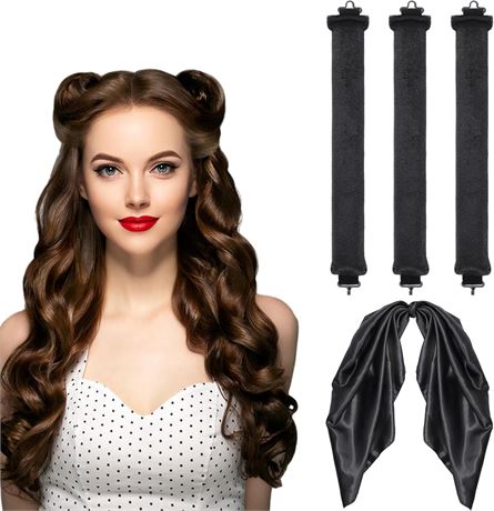 Kit boucles sans chaleur 4-en-1 tiges velours noir