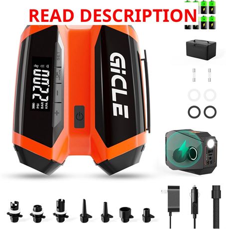 GICLE 51.2Wh Paddle Board SUP Pump, 22PSI Battery for 4 SUPs, Inflation AutoOff
