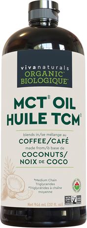 Viva Naturals Organic MCT Oil 946ml Keto Coffee Smoothie Dressing Coconut