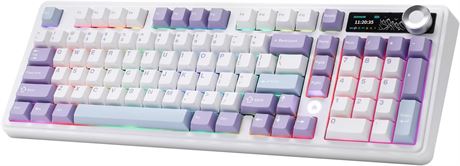 AJAZZ AK980 Mechanical Keyboard with Smart Display & Knob, 98% Wireless