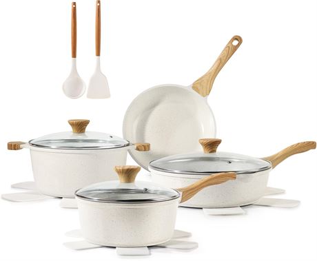 SENSARTE 13-Piece Ceramic Nonstick Cookware Set Non-Toxic with Cool Handles