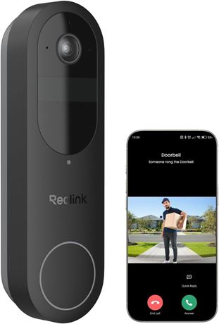 REOLINK Sonnette sans fil 2K, vue 150 150 , WiFi, alimentation filaire