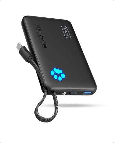INIU Slim 45W 10000mAh Portable Charger with Built-in USB-C Cable