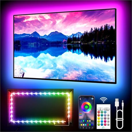 TV LED Backlight 9.84ft RGB Strip for 32 45 inch TVs, Remote, Bluetooth