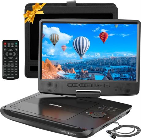 MEGATEK 12.5in DVD Player with 10.5in Screen, Car Headrest Mount, Black