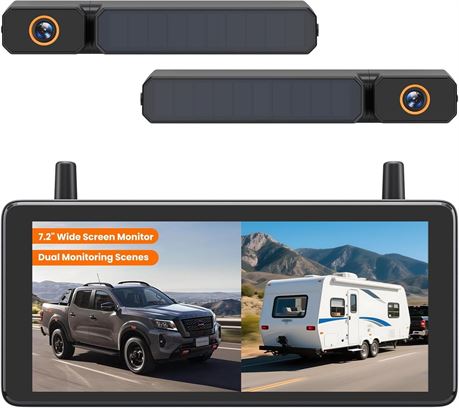 AUTO-VOX Cam ra de recul solaire sans fil   2 cam ras, moniteur 1080P