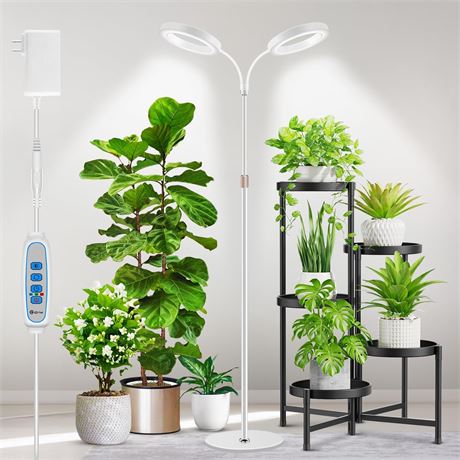 Aumtrly 2-Head Full Spectrum Plant Grow Light, 68in Stand, 168 LED