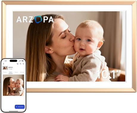 ARZOPA D10 Metal Digital Picture Frame 10.1" HD IPS Touch Screen - Gold