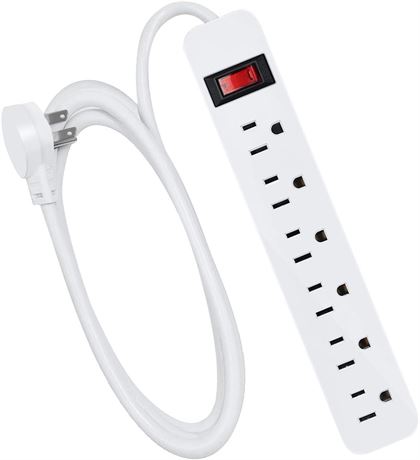 Multiprise ExtraStar 6 Prises 6 pi, Cordon Plat, ETL, Blanc