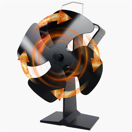 Tomersun Ventilateur de chemin e aliment  par la chaleur, 4 pales