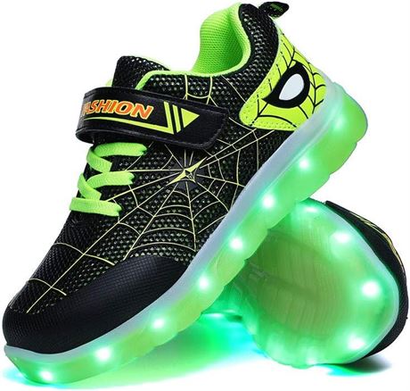YUNICUS Kids Light Up Shoes LED Flash Sneakers Spider Upper USB Charge for Kids